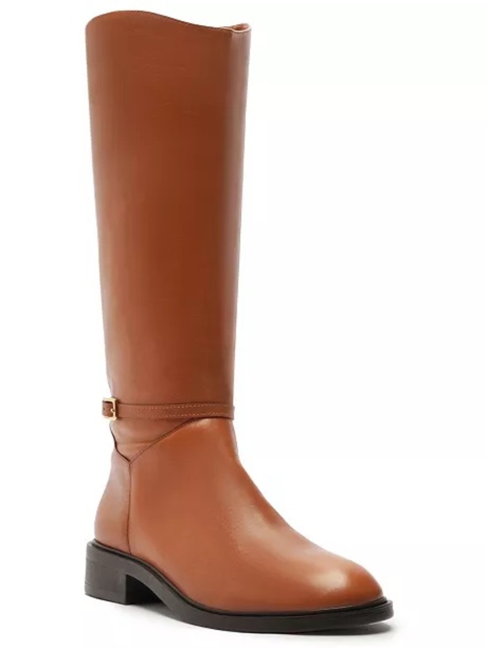 Arezzo Mckenna Low Block Leather Boots Riding Boot in Cognac